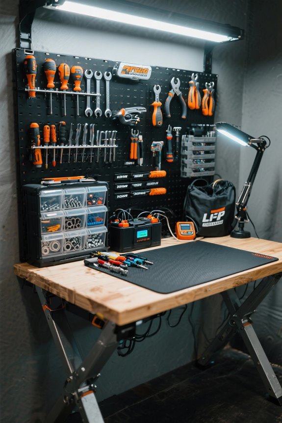 organized workspace for repairs